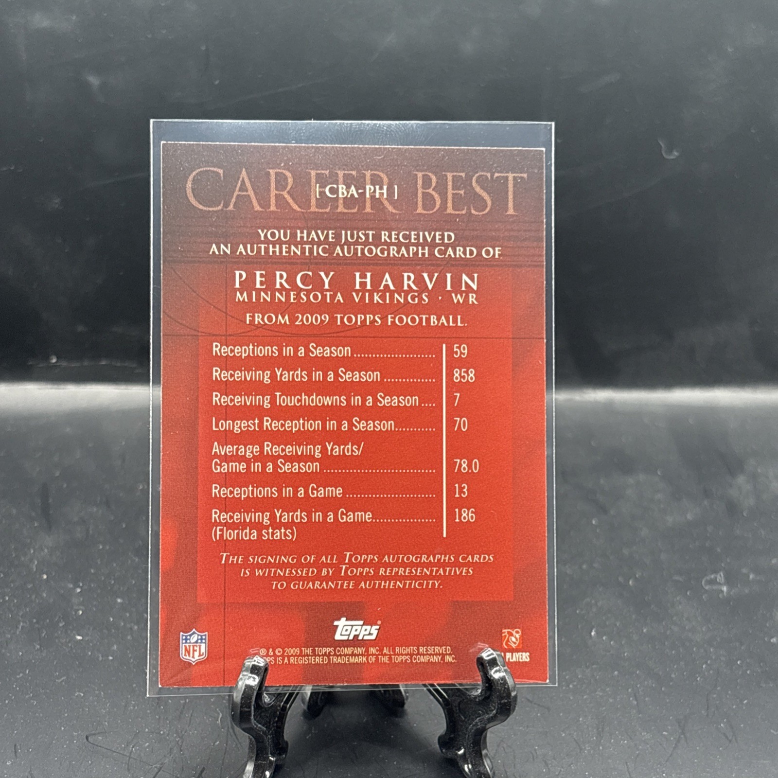 2009 Topps Percy Harvin Rookie Career Best Auto Autograph