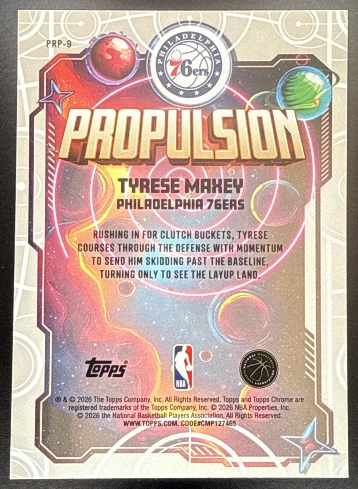 2025-26 Topps Cosmic Chrome Tyrese Maxey #PRP-9 Propulsion 76ers