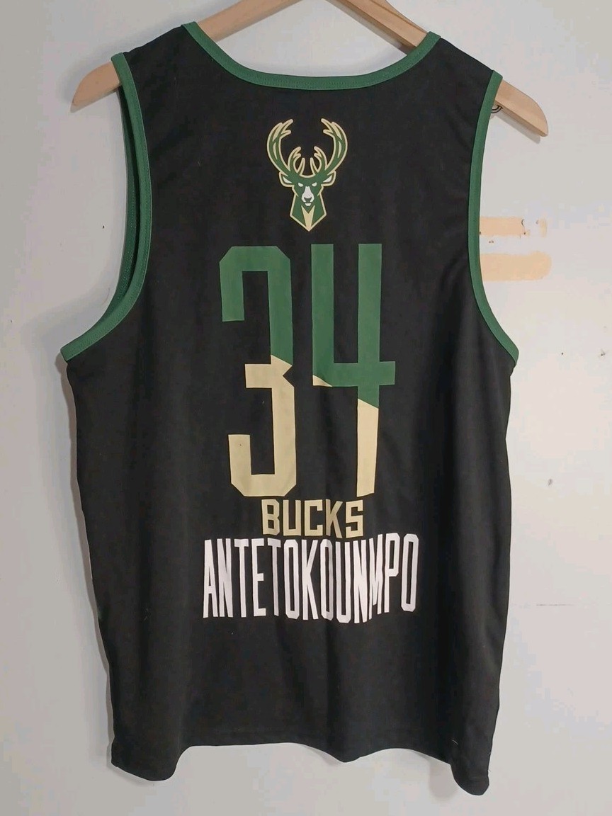 Giannis Antetokoumpo Milwaukee Bucks Jersey Mens Sz M Black Stretch NBA (L7)