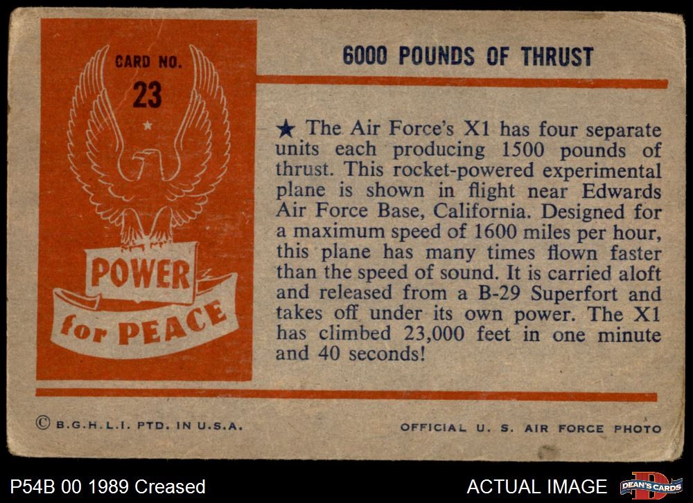 1954 Bowman Power for Peace #23 6000 Pounds of Thrust 1.5 – FAIR