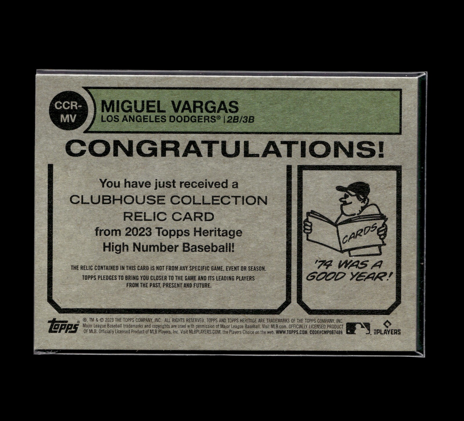 2023 Topps Heritage #CCR-MV Miguel Vargas Clubhouse Collection Relics