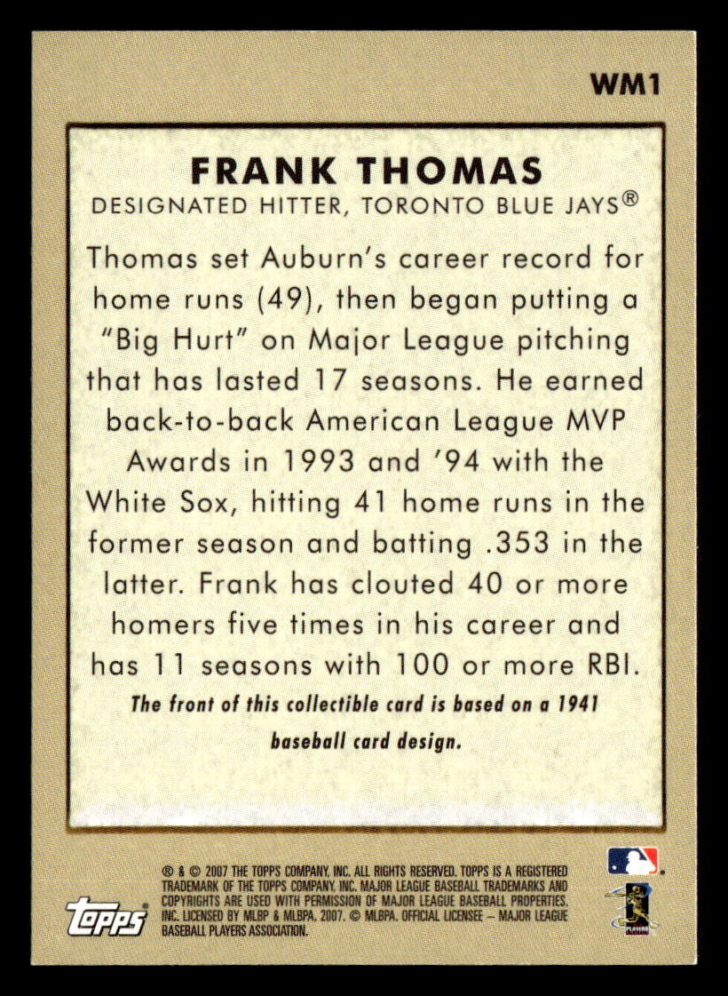 2007 Topps #WM1 Frank Thomas Walmart