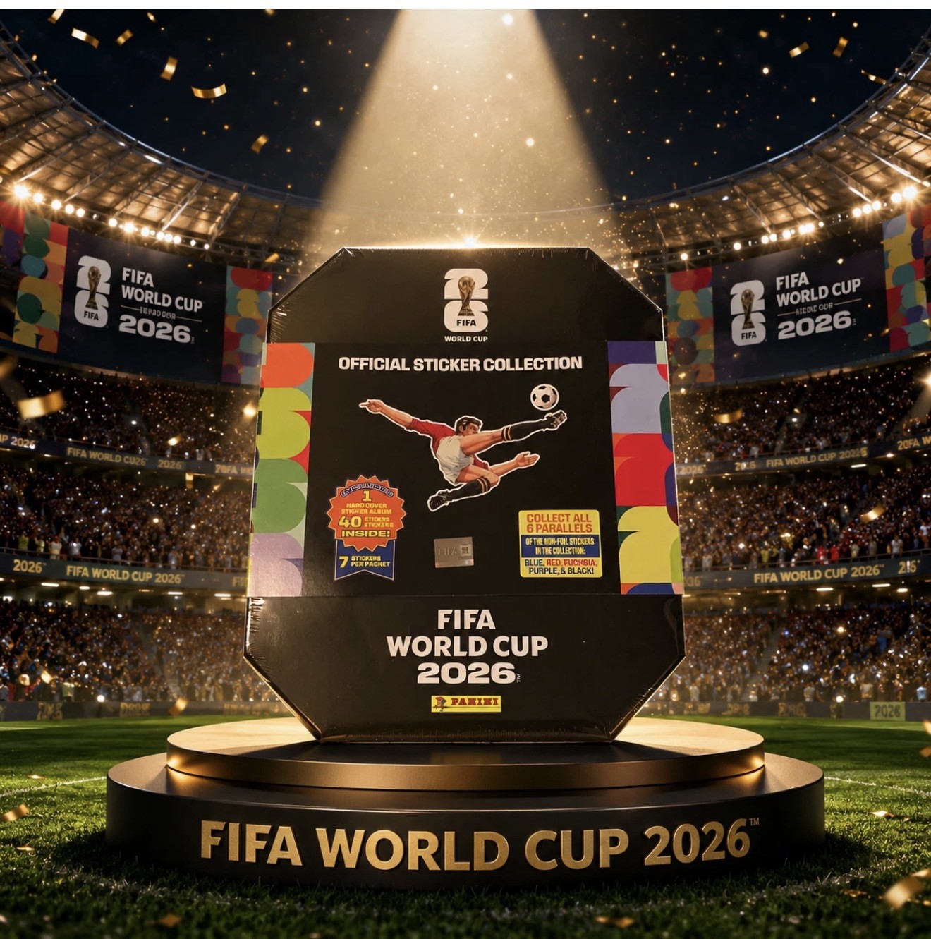 PANINI Soccer FIFA WORLD CUP 2026 Sticker Stadium Box 40 Packs Hard Cover Album