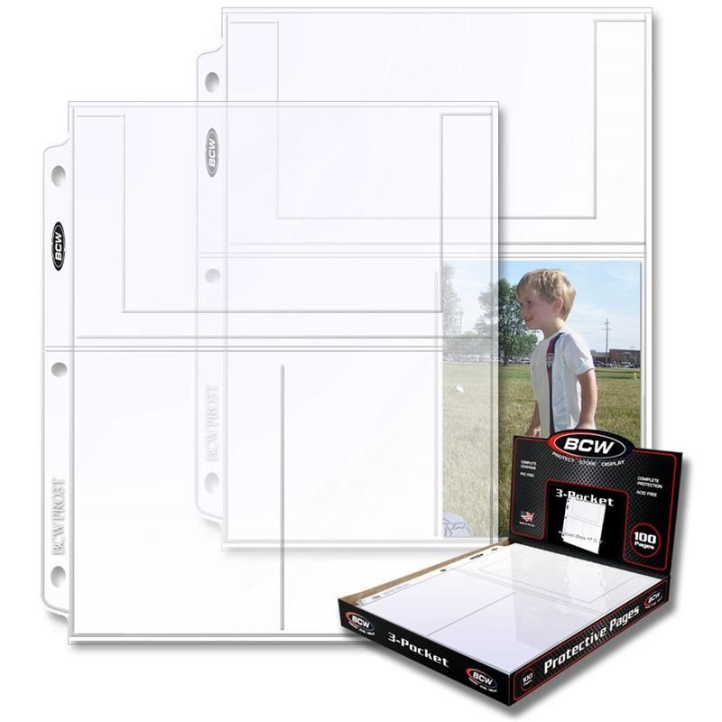 4 packs of 100 (400) BCW 4 ⅛” x 6 ⅛” Photo or Postcard 3-Pocket Pro Binder Pages