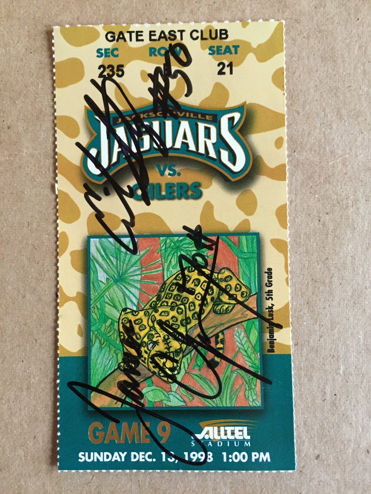 1998 JACKSONVILLE JAGUARS TICKET STUB 12/13/98 vs TENNESSEE OILERS STEVE MCNAIR