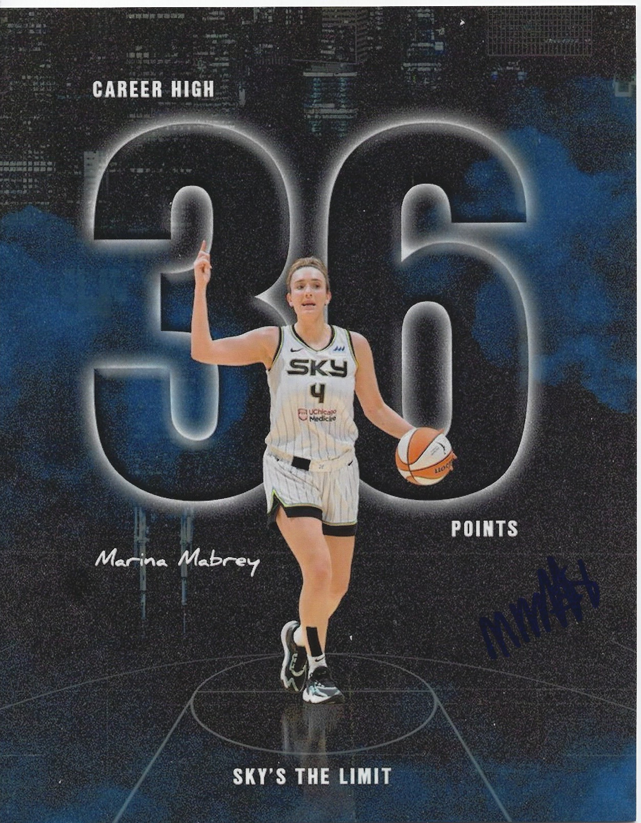 MARINA MABREY Signed 8 x 10 Photo Toronto Tempo WNBA Basketball Notre Dame