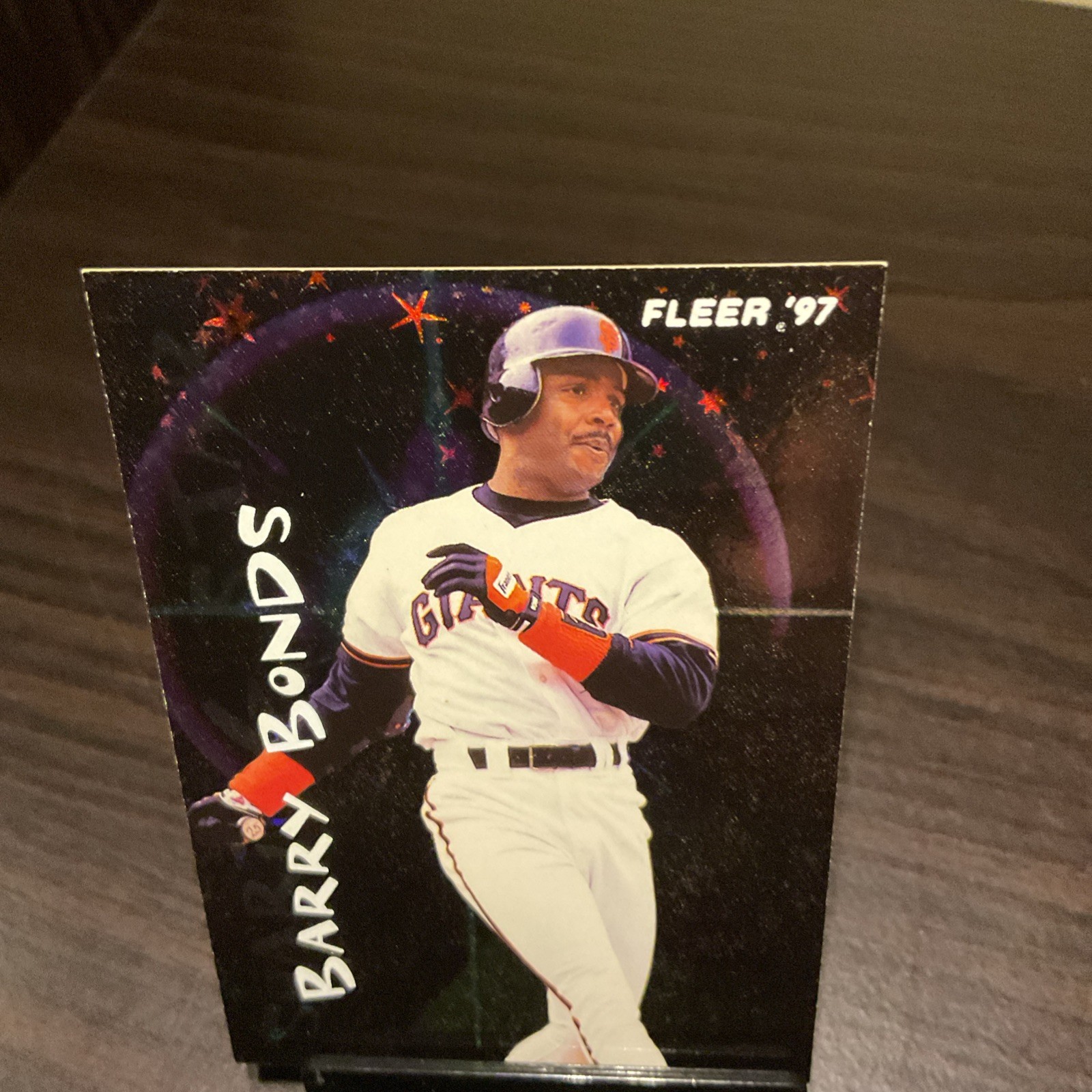1997 Fleer Soaring Stars #2 Barry Bonds Refractor Pattern Insert Card