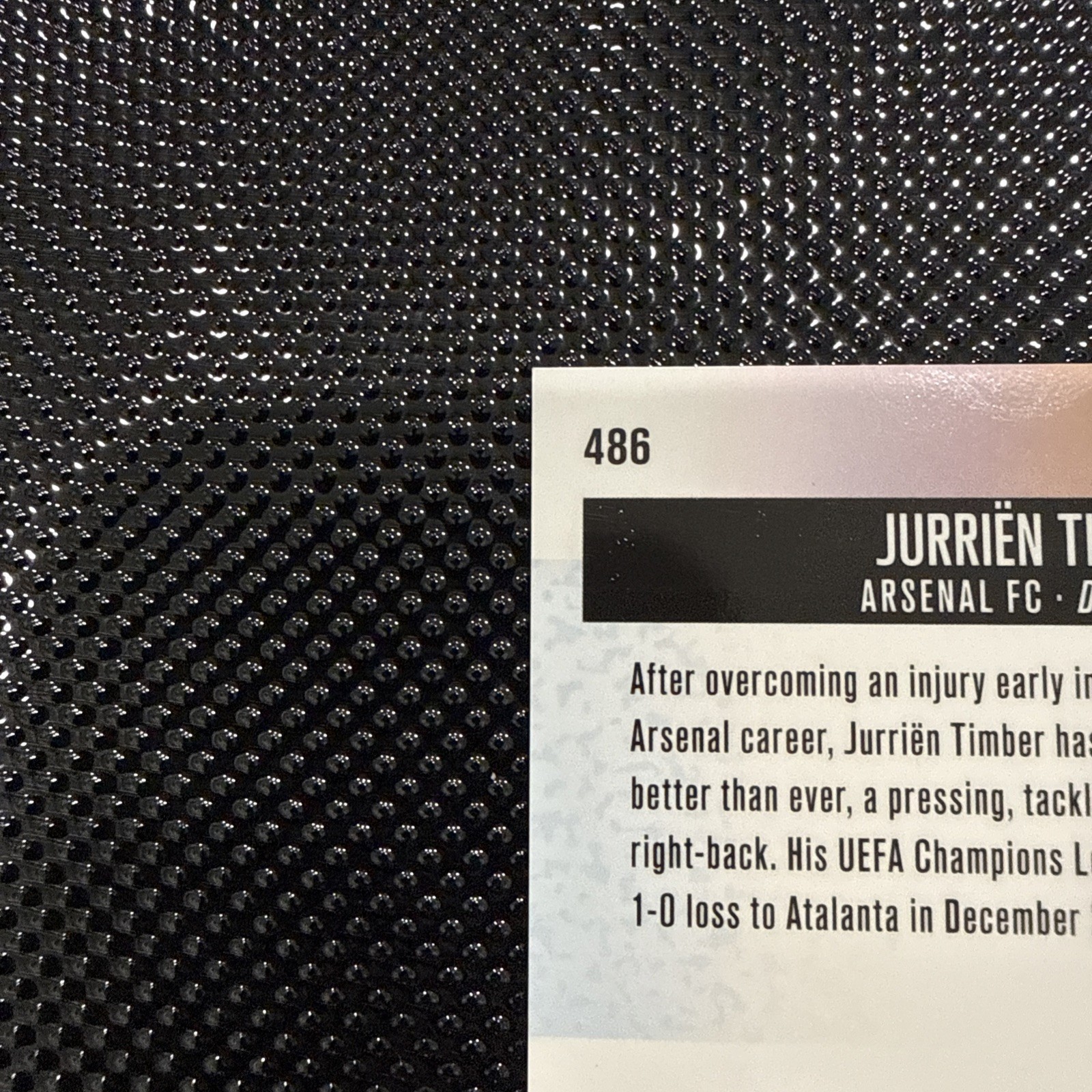 JURRIEN TIMBER 2025-26 TOPPS FINEST UCL RARE BLACK 08/10 #486 ARSENAL