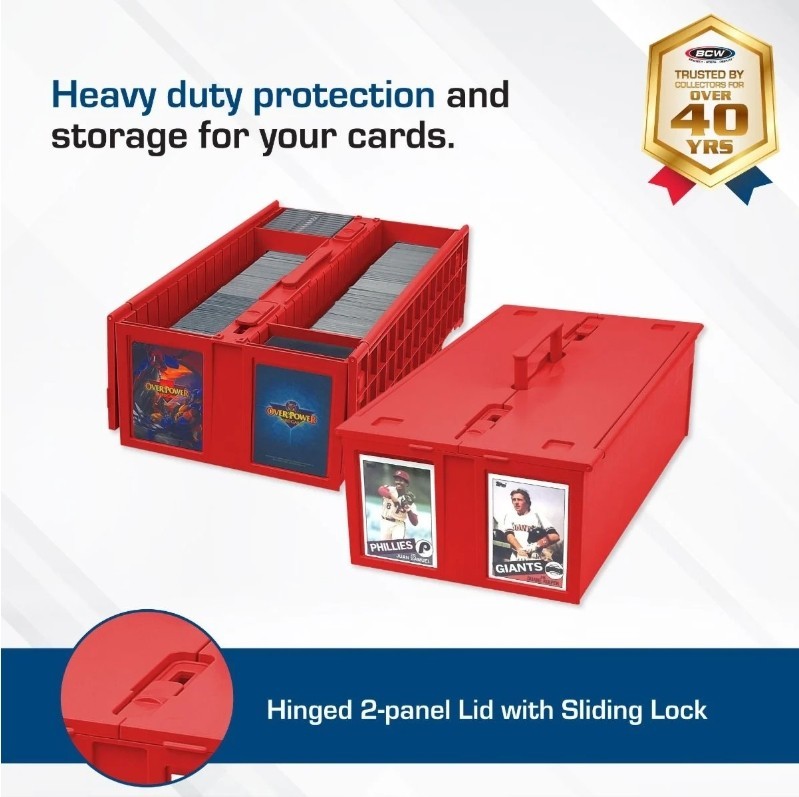BCW Collectible Card Bin 1600 Ct – Red – Fits BCW Magnetics and Toploaders