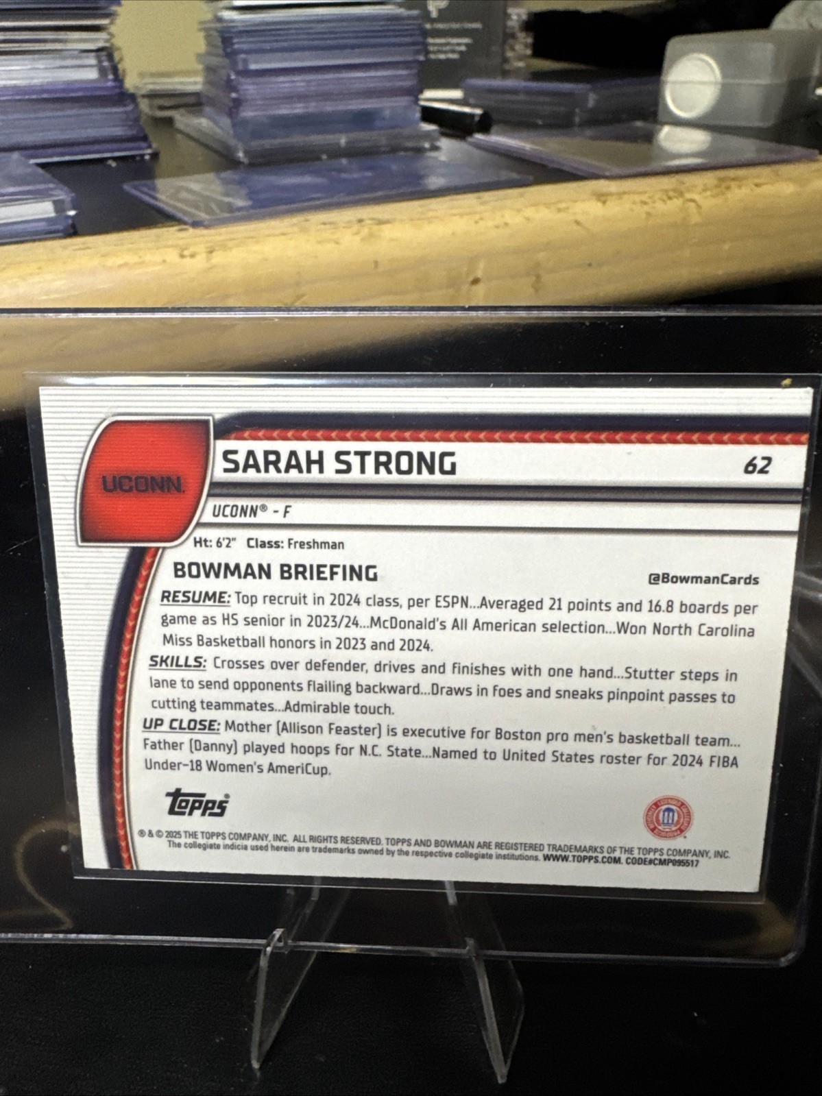 24-25 Topps Bowman University Chrome Orange Shimmering Sarah Strong /65 MINT 💎