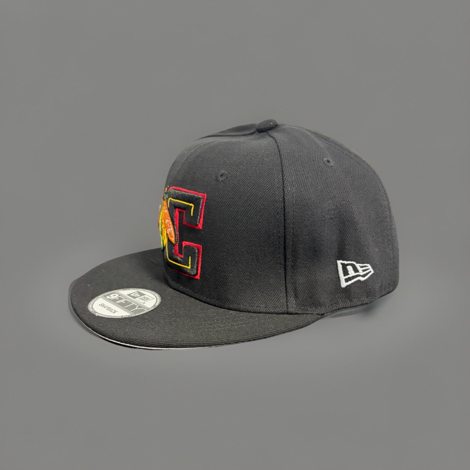 Chicago Blackhawks Snapback Hat Black Flat Brim Adjustable Embroidered Logo Hat
