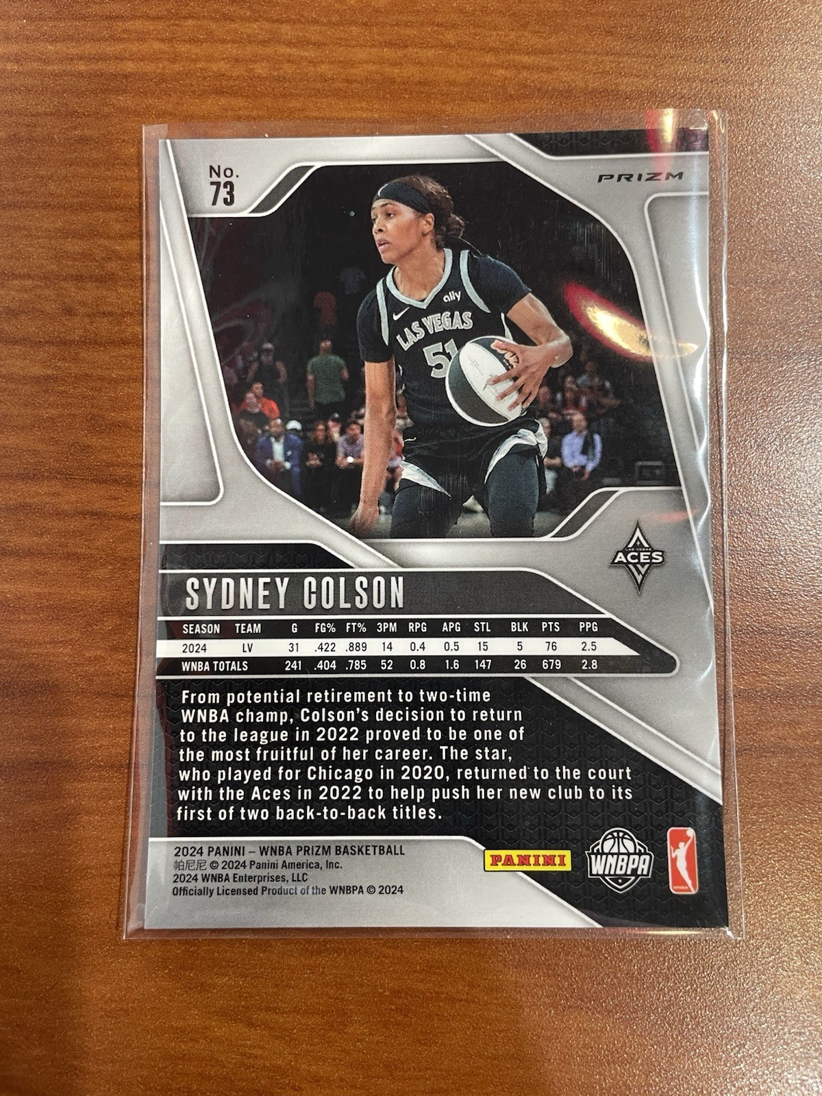 Sydney Colson 2024 Panini Prizm WNBA #73 Green Las Vegas Aces a1