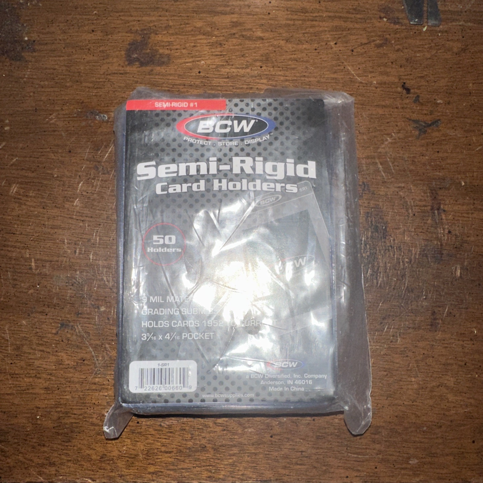 BCW 1-SR2 Semi-Rigid Card Holder – 50 Piece
