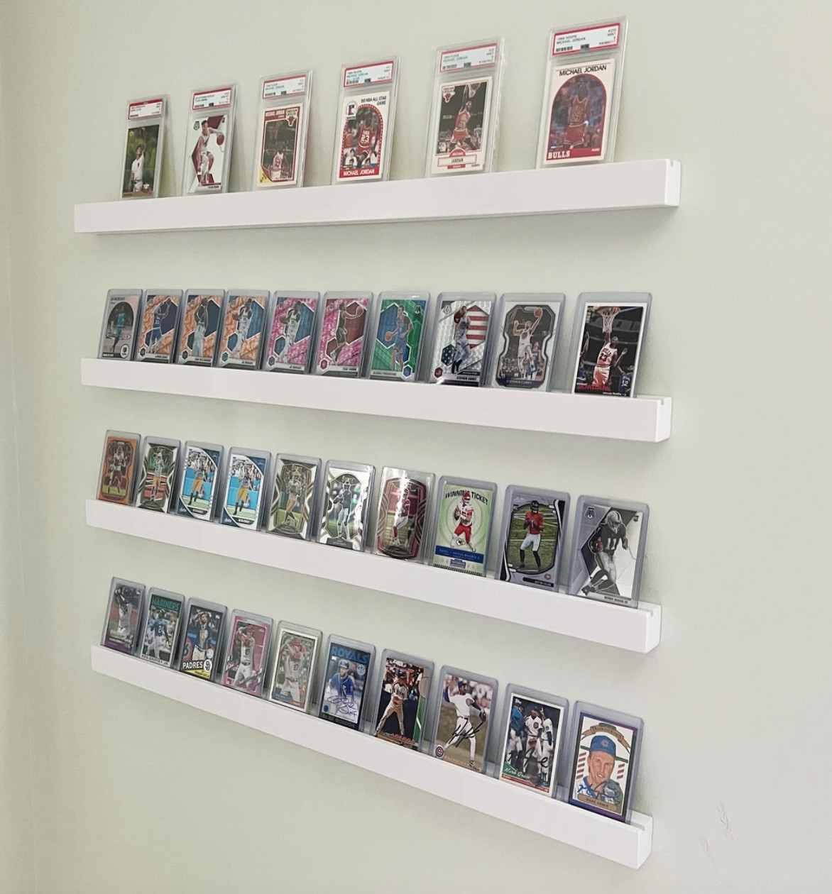 🪵Wood Sports Card Shelf Display! Customizable! Holds Toploaders & Graded Cards!