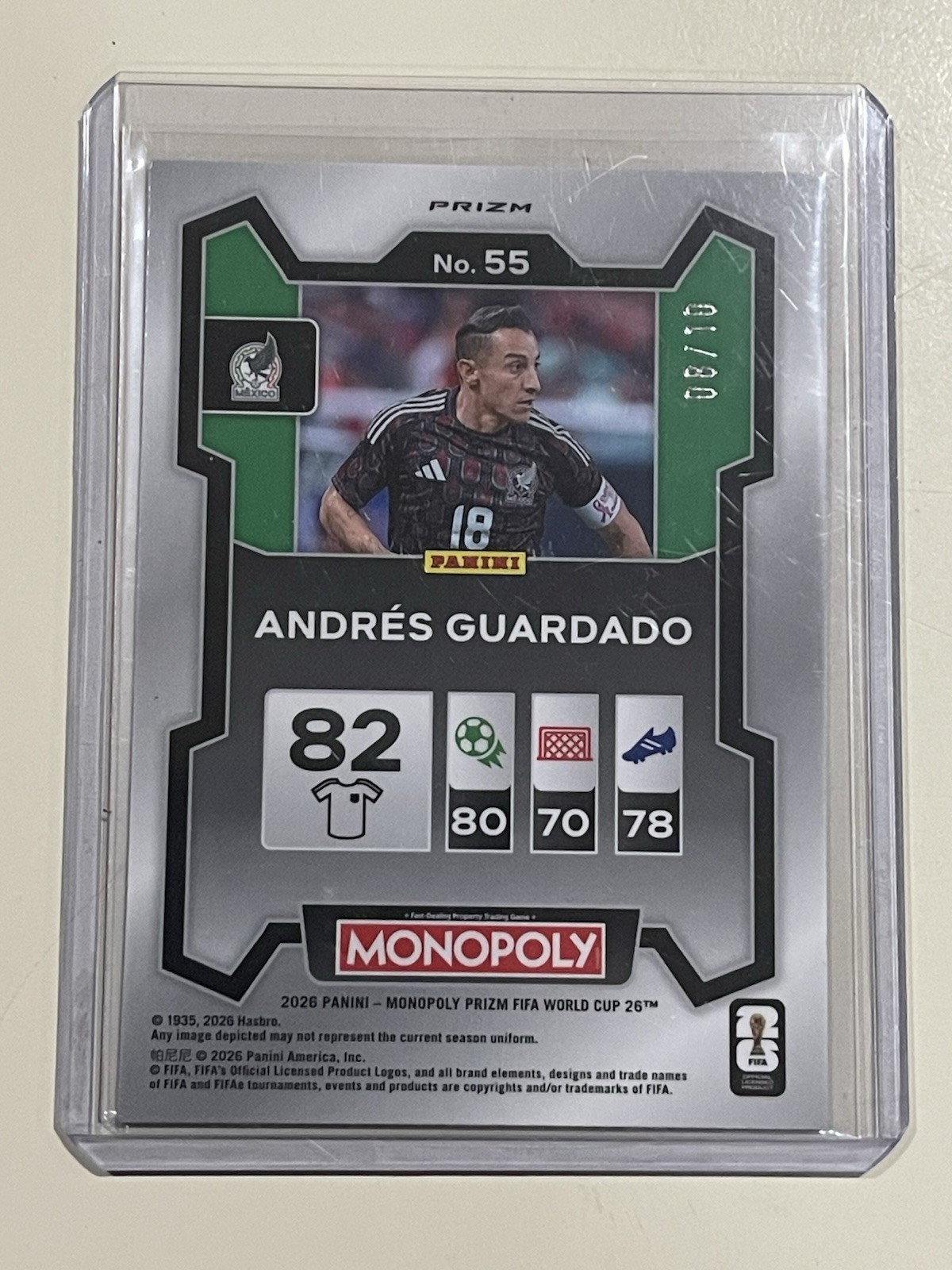 2026 Prizm Monopoly FIFA World Cup #8/10 (Blue Money Shimmer) ANDRES GUARDADO