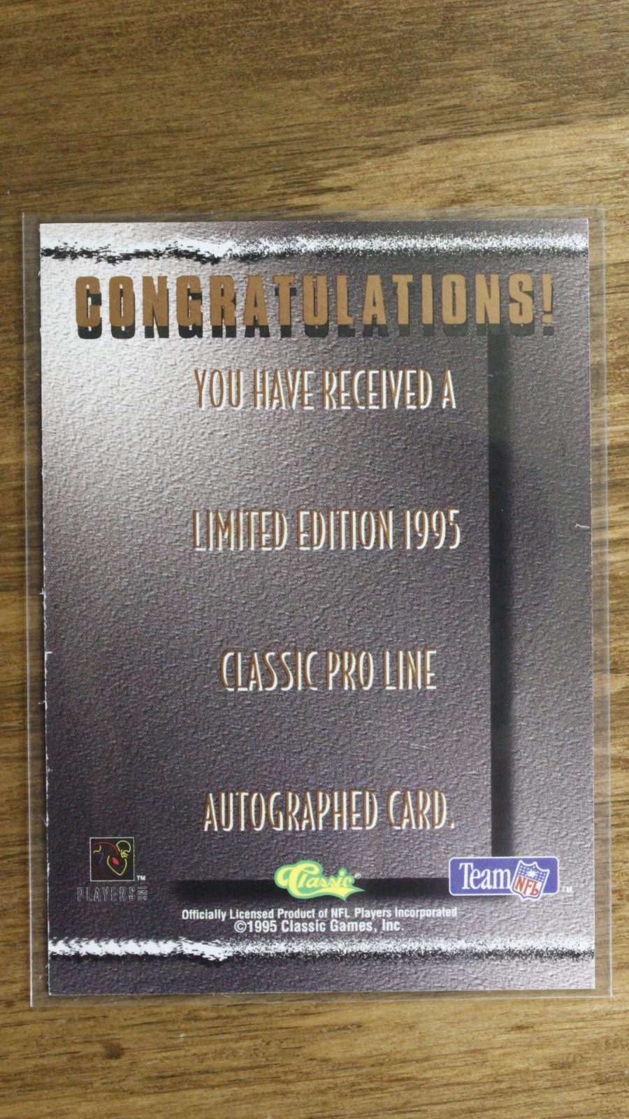 TIM BROWN Raiders 1995 Classic Pro Line – Autograph 1060/2410 Auto (AU)