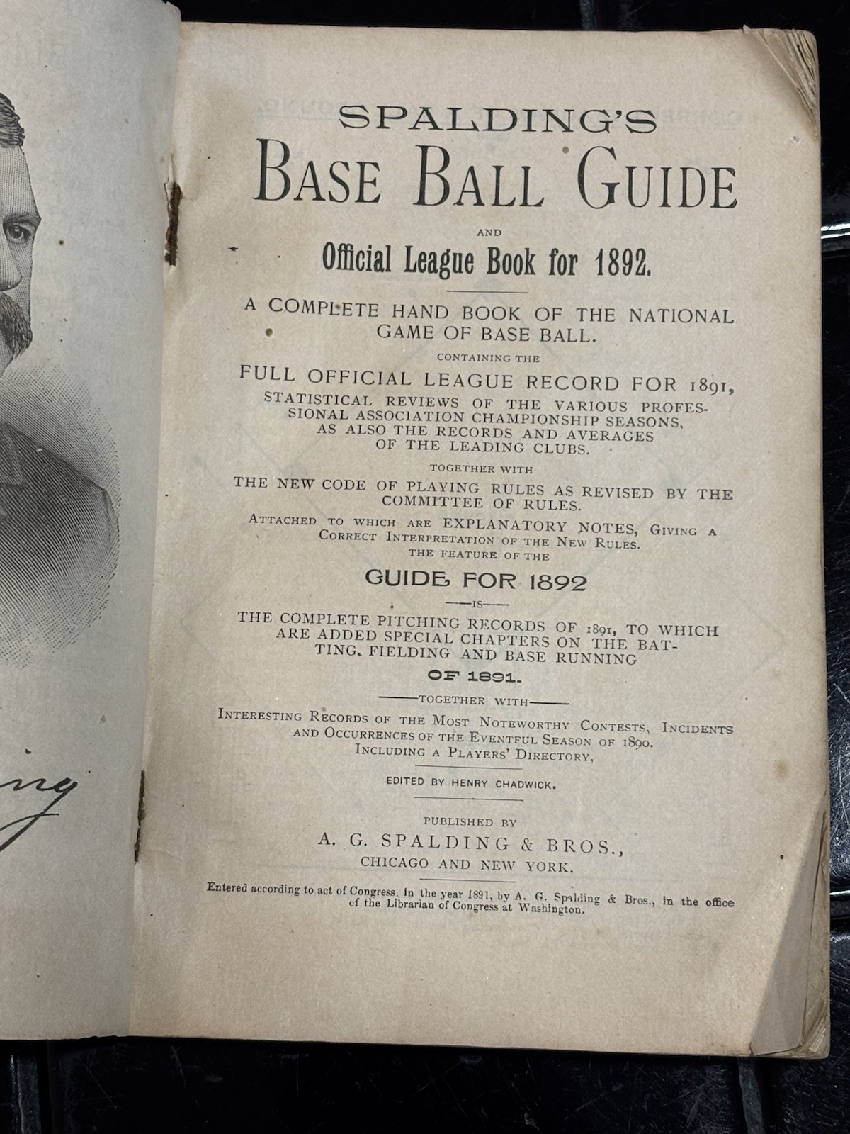 1892 Original Spalding’s Official Baseball Guide