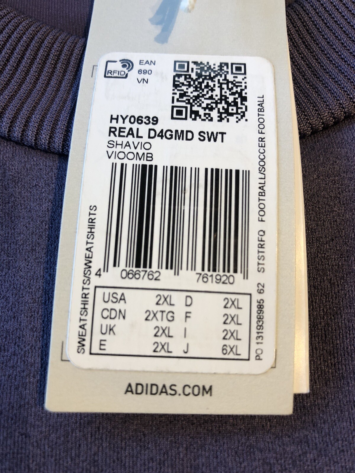 Real Madrid CF Adidas D4GMD Sweater Sweatshirt Soccer Football 28’ Pt2Pt NWT 2XL