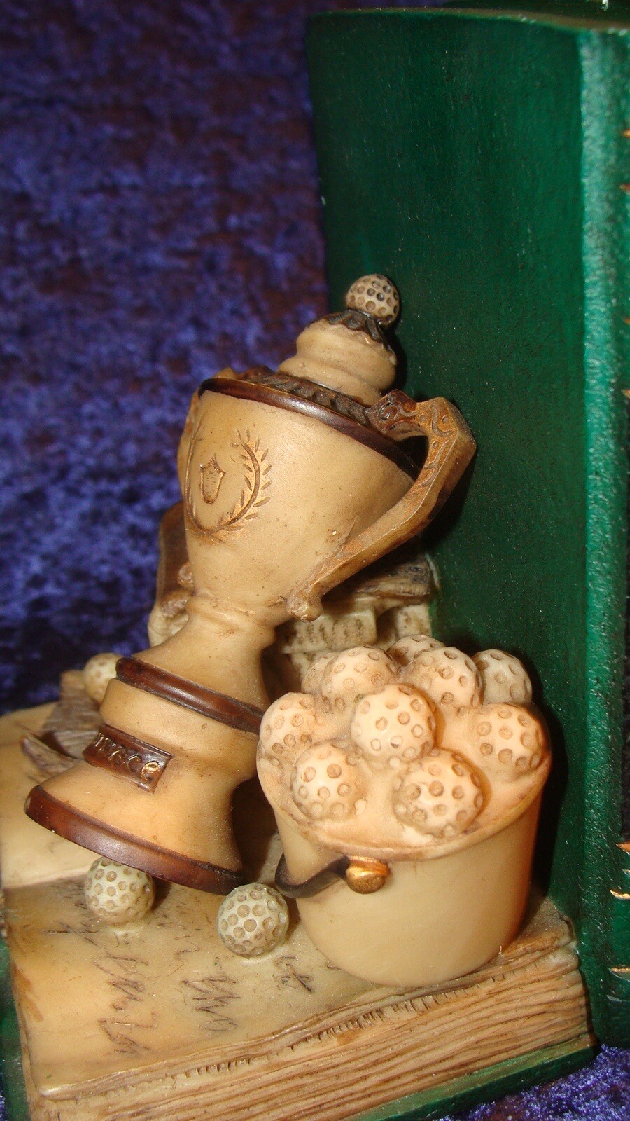 GOLF CHAMPION BOOKENDS ~ TROPHY ~ BALLS ~ 4.5” x 3.75”~ VGC ~