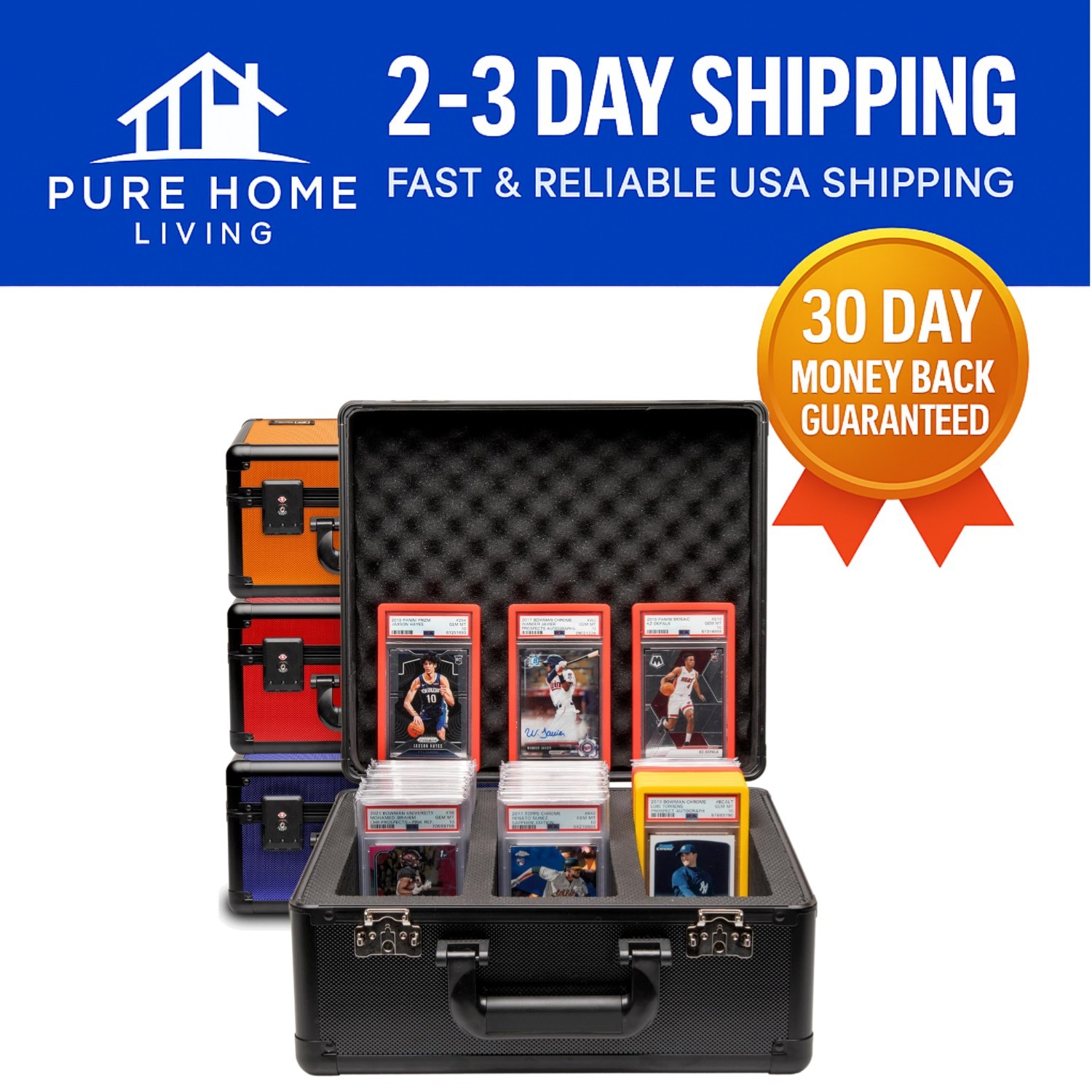 3 Row Graded Card Storage Box – Protects 120+ PSA Collectible Cards
