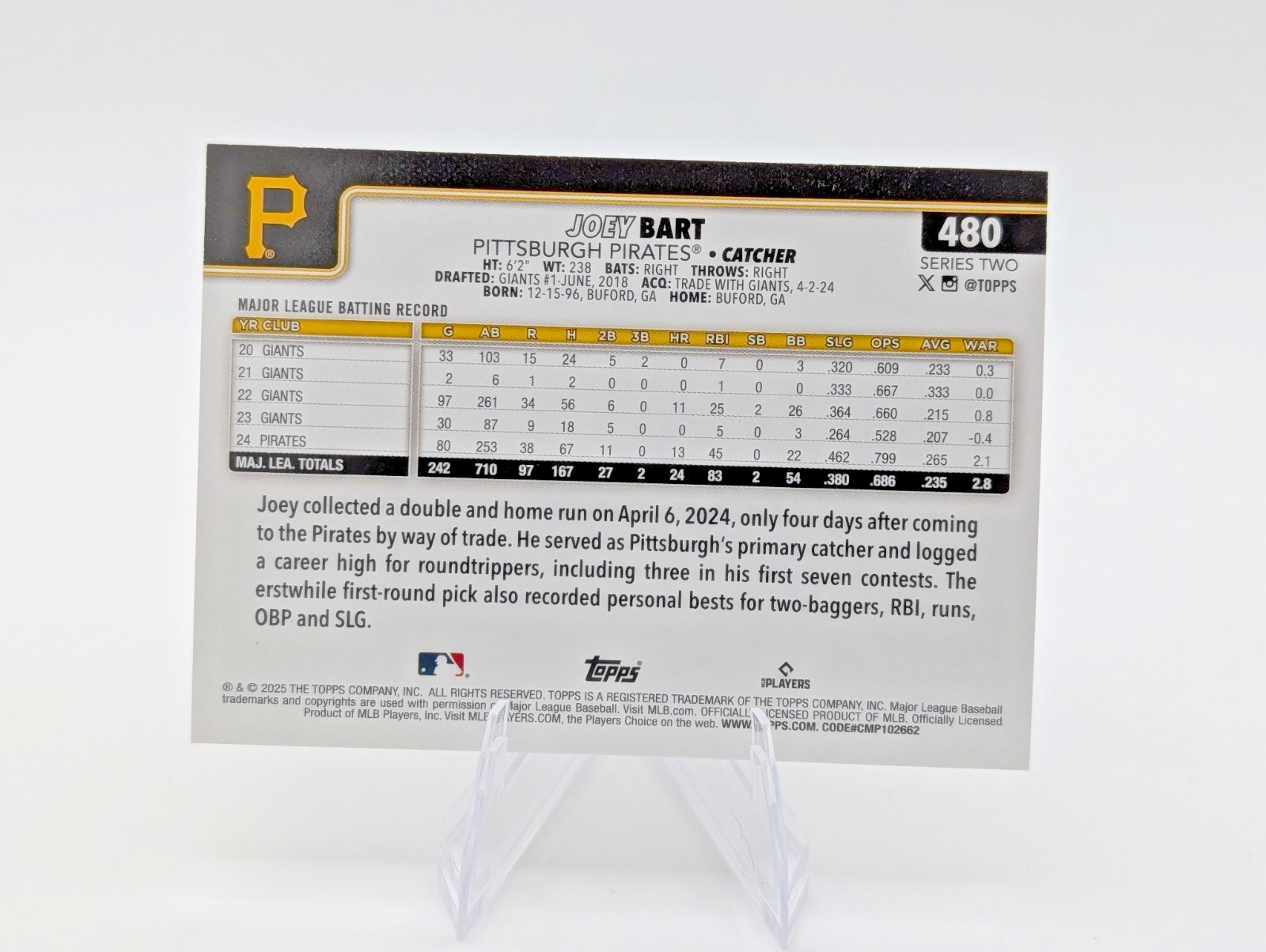 2025 Topps Series 2 – Joey Bart #480