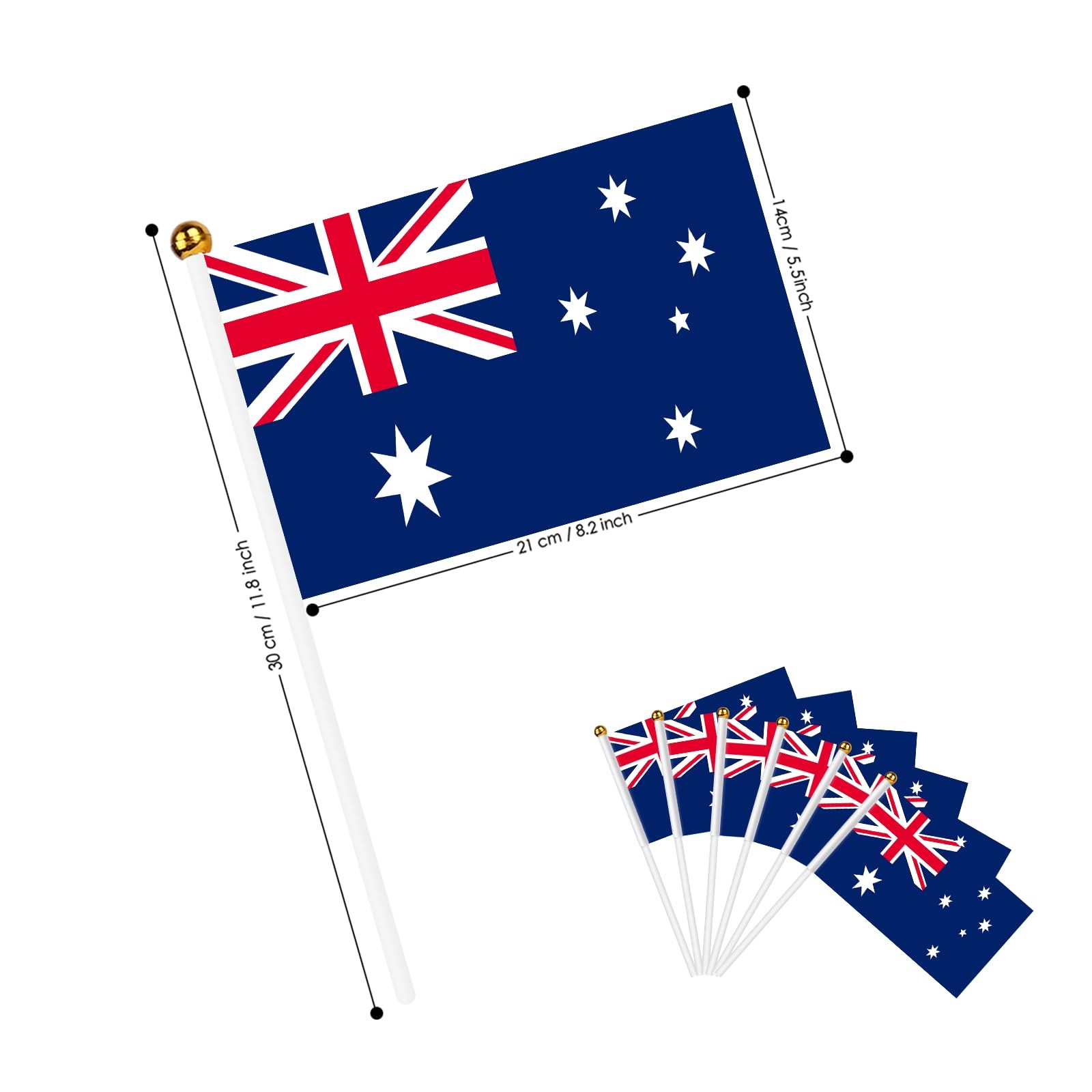 AhfuLife 30 Pcs Australia Hand Held Flags for 5×8 Inch-30 Pcs,