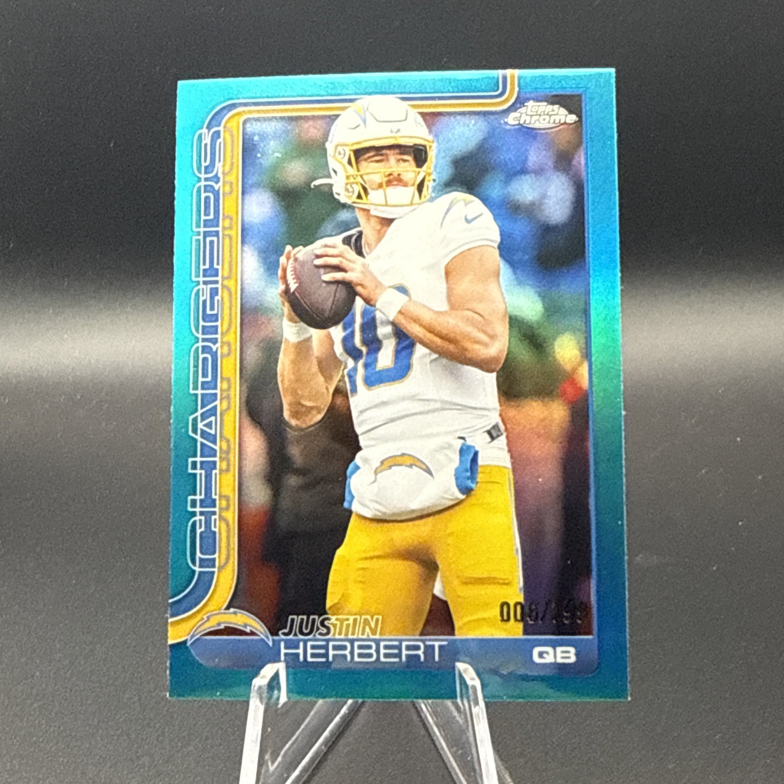 2025 Topps Chrome – Justin Herbert #158 Aqua Refractor /199