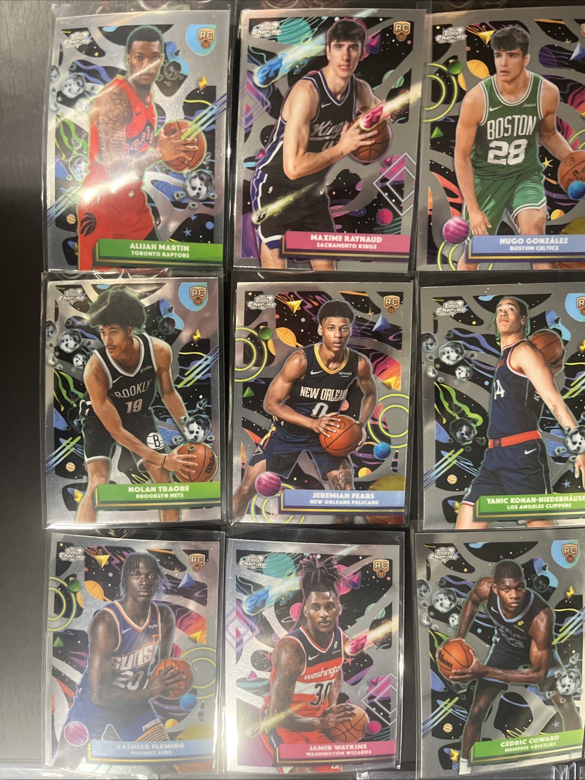 2025-26 TOPPS CHROME COSMIC NBA BASKETBALL BASE ROOKIE & VETS WEMBY CURRY LUKA