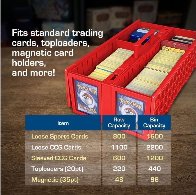 BCW Collectible Card Bin 1600 Ct – Red – Fits BCW Magnetics and Toploaders