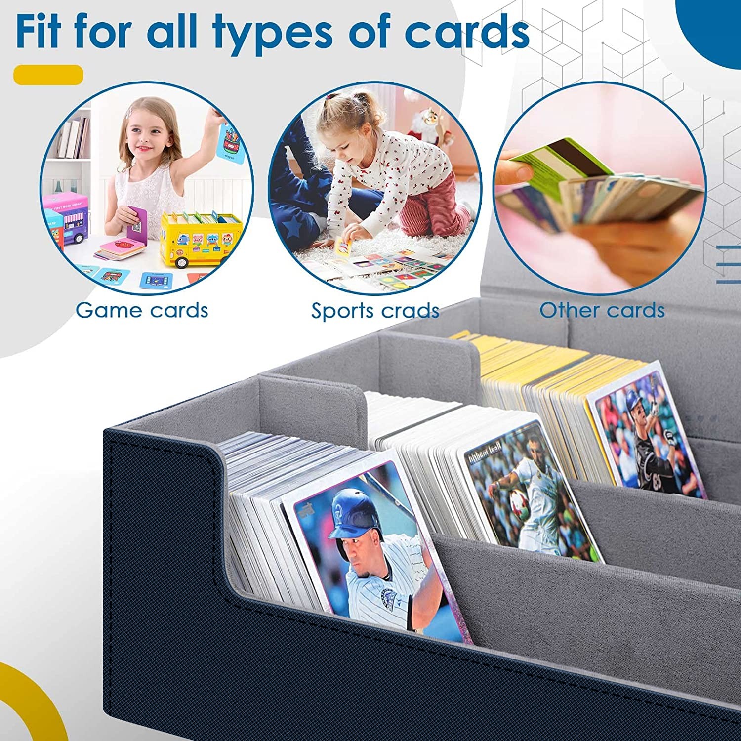 Trading Card Storage Box for 1800+PU Leather Storage Box magnetic Closure