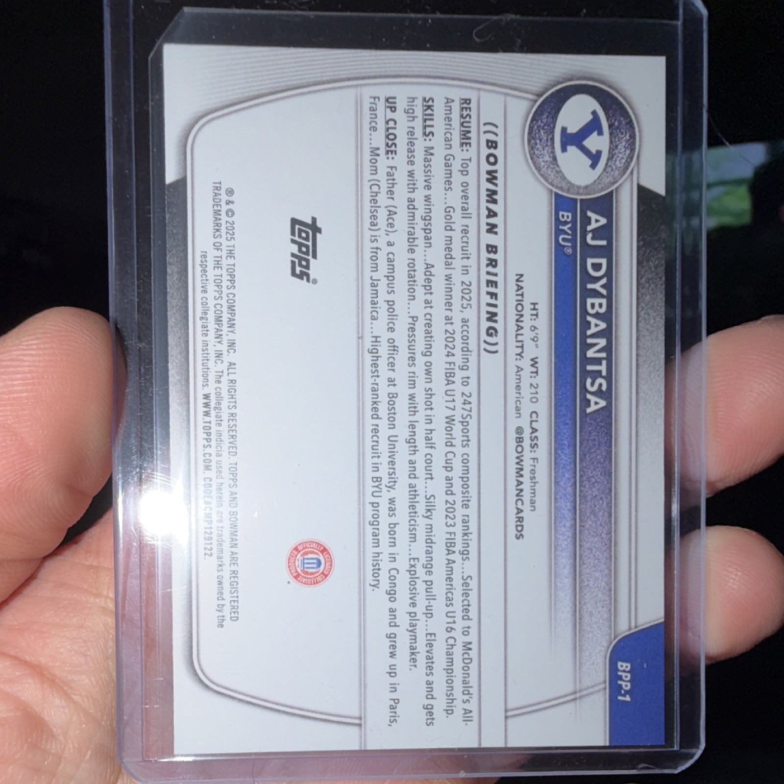 AJ Dybantsa BYU 2025 Bowman Topps NOW 5 Card Lot VIP-1 BV-1 BPP-1 PSA 10 Cert