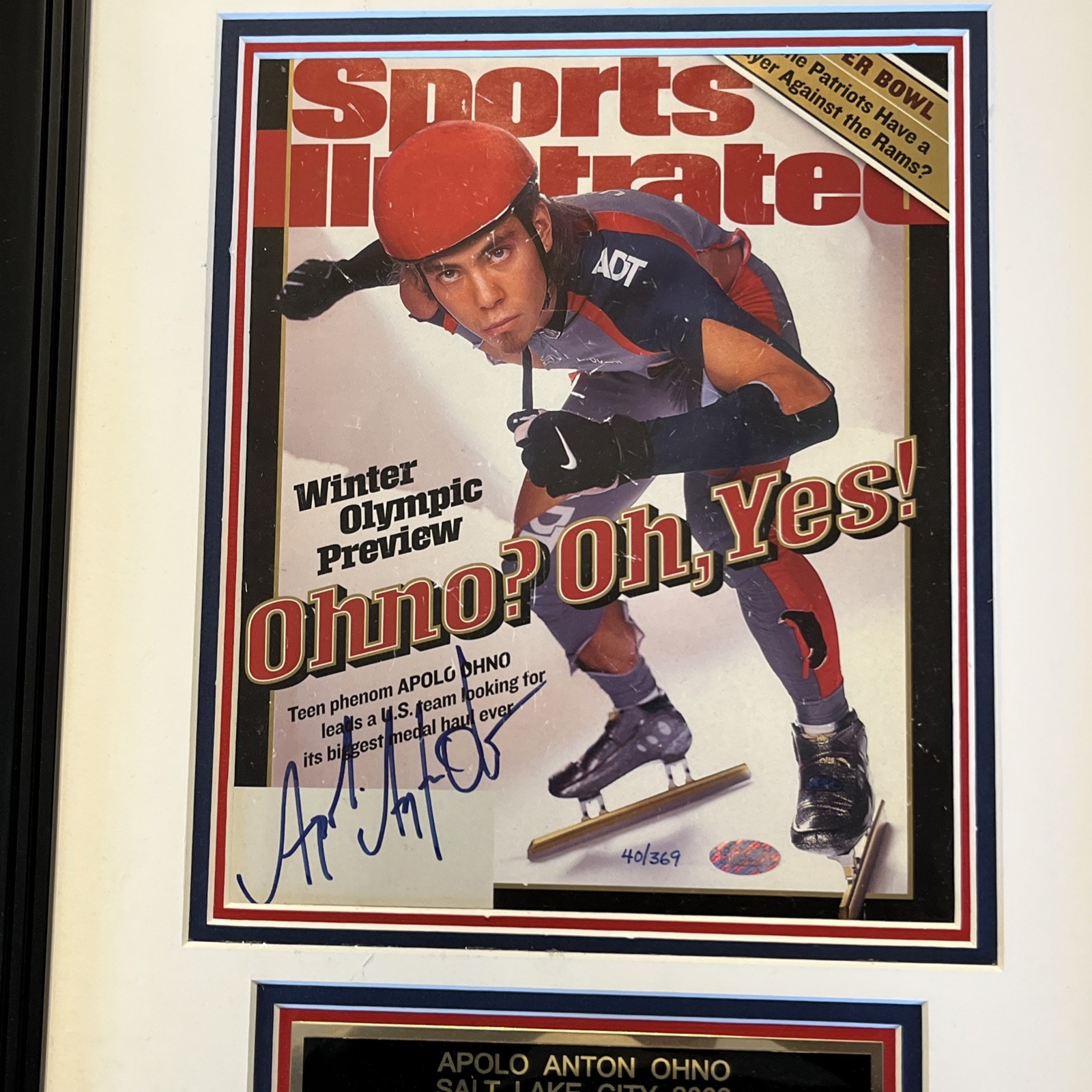 Apolo Anton Ohno Signed Sports Illustrated Framed LE 40/369 Olympics Auto