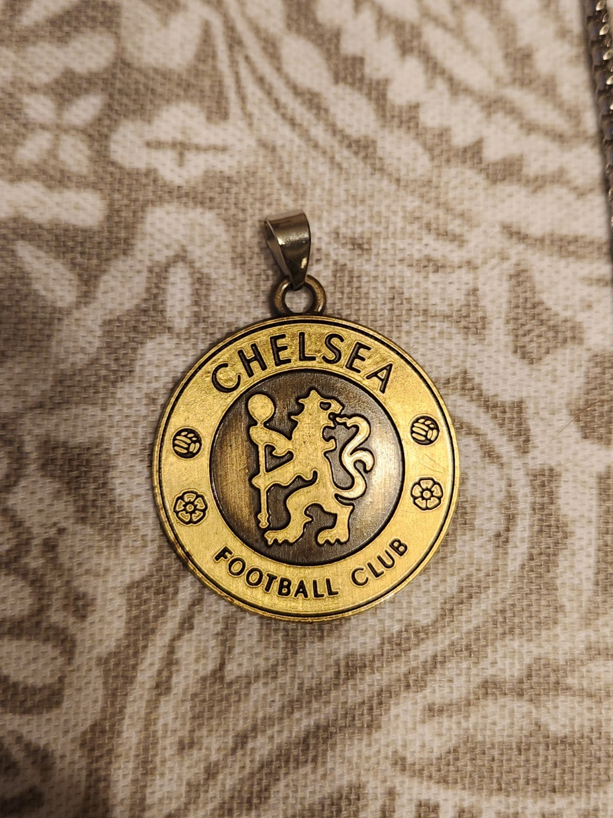 Chelsea Soccer Futbol Double Sided Pendant Necklace Chain