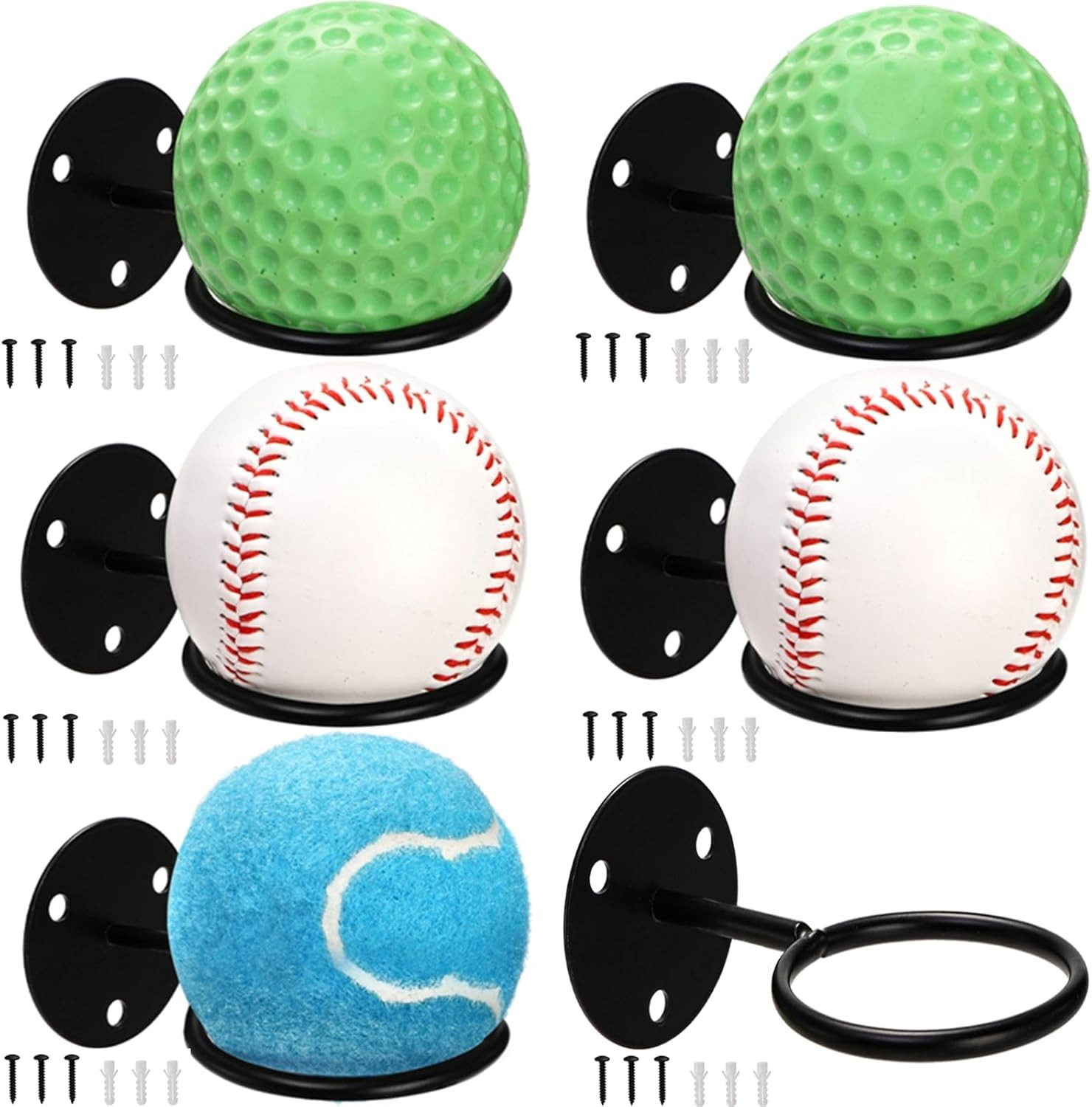 6 PCS Baseball Display Wall Holder, Wall Mount Baseball Memorabilia Stand, Sturd
