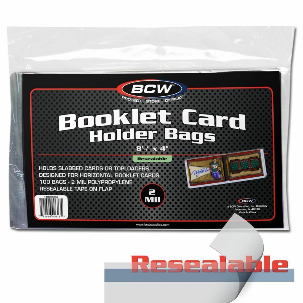 (Pack of 100) 2 Mil 8 1/4″ X 4″ Resealable Bag for Booklet Card in Holder