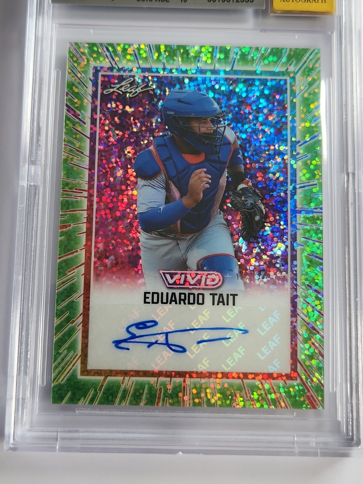 2025 Leaf Vivid Autographs Sparkles Green #BA-ET1 Eduardo Tait BGS 9 Mint Read