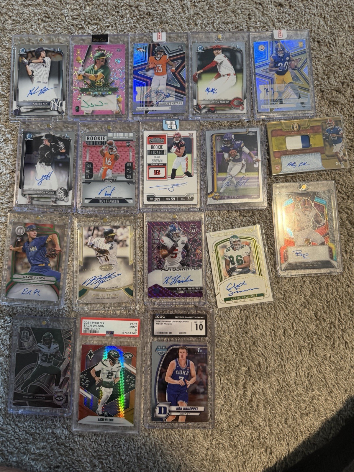 154 Sports Cards Baseball, Basketball, Football: All Cards Are #, Relic, Or Auto