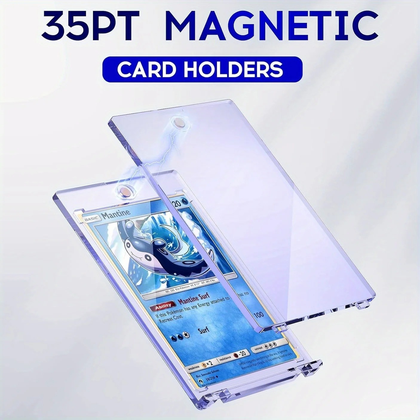 1-5 PCS 35pt Magnetic Card Holder for Cards, One Touch Hard Plastic Thick Cases