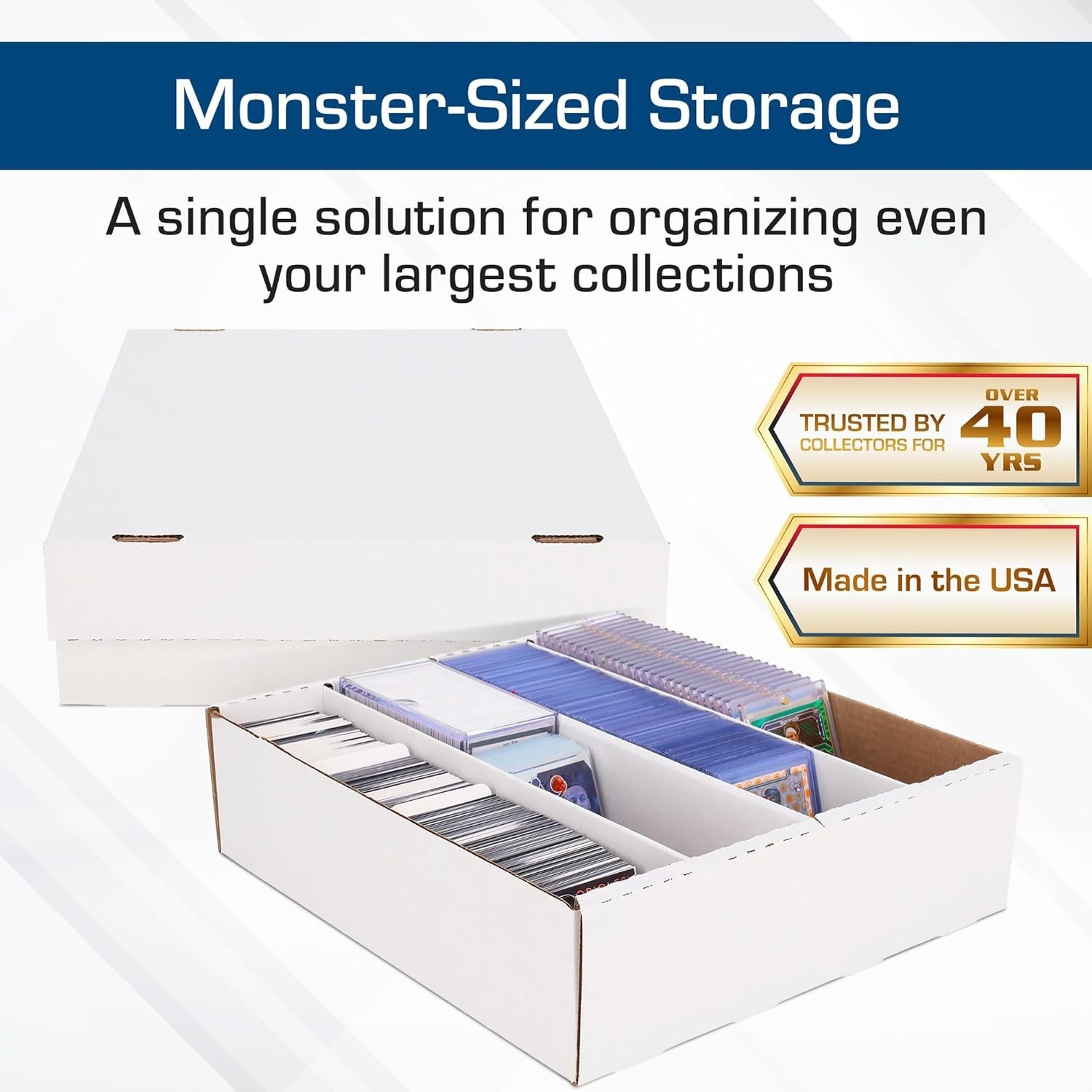 3ct Trading Card Storage Box – 3200+ Card Monster Box, Durable White