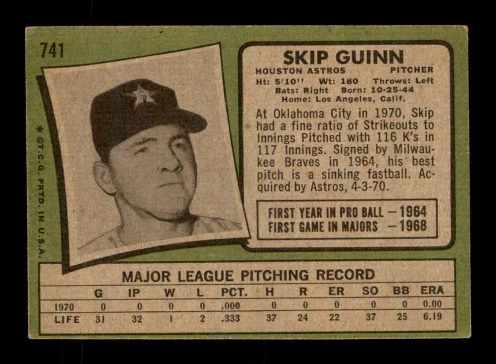 1971 Topps #741 Skip Guinn VG/VGEX X3714718