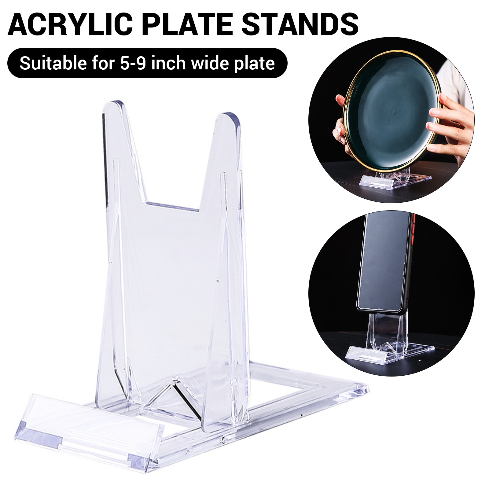 1-20PCS Clear Acrylic Plaque Display Adjustable Plastic Holder Stand For Tray