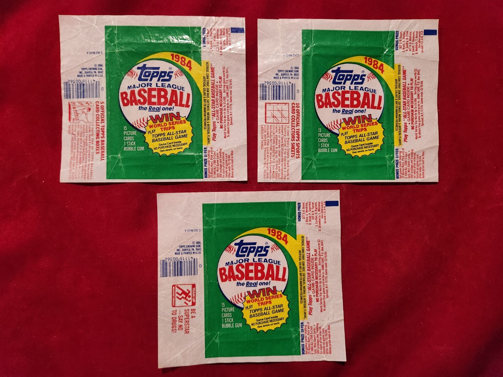 ⚾3 Set / Lot 1984 TOPPS Baseball Wax Pack WRAPPERS 4.2⚾ Mattingly RC Rookie Year