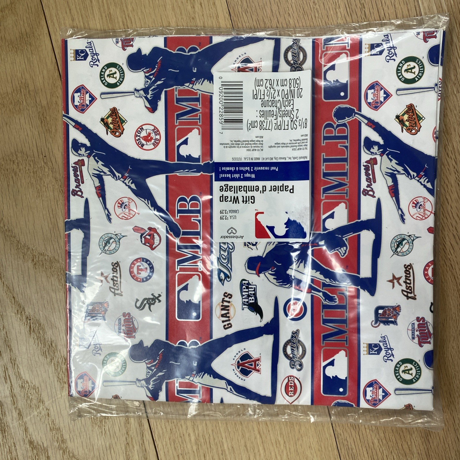Vintage 2004 MLB All Teams Wrapping Paper Gift Wrap Birthday Holiday Rare