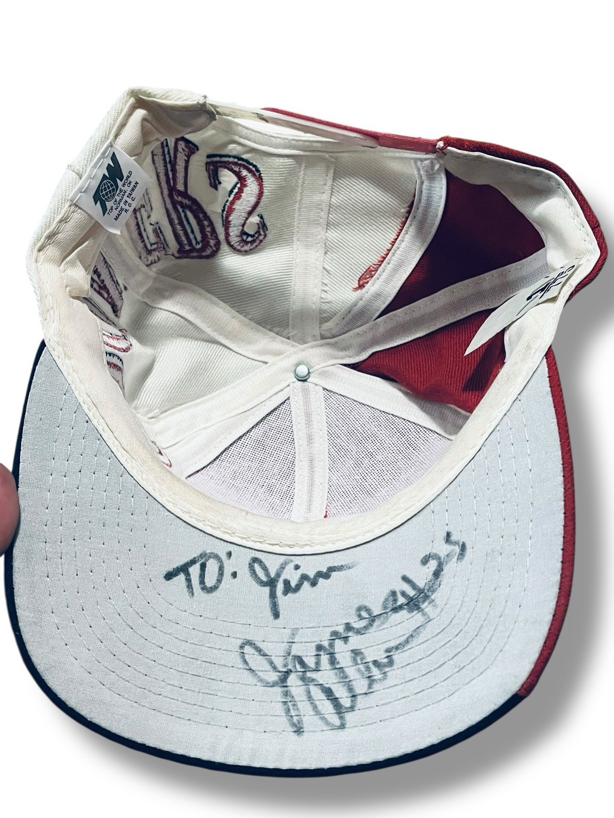 Vtg Oklahoma Sooners Snapback Hat The Wave TOW Top Of The World Signed Auto