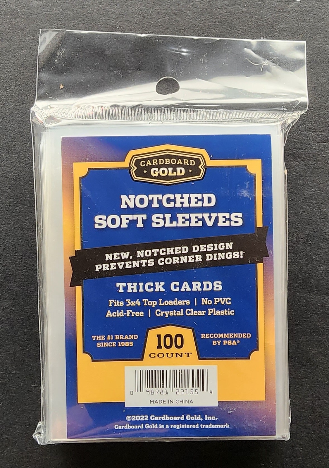 5 Packs (500) Cardboard Gold Notched Thick Card Soft Penny Sleeves Easy Glide