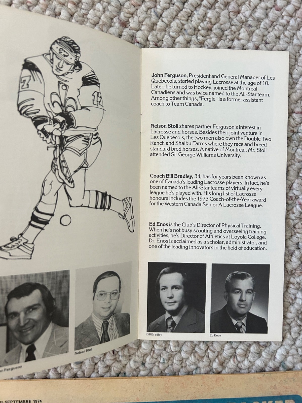 Rare 1974/1975 National Lacrosse League Memorabillia