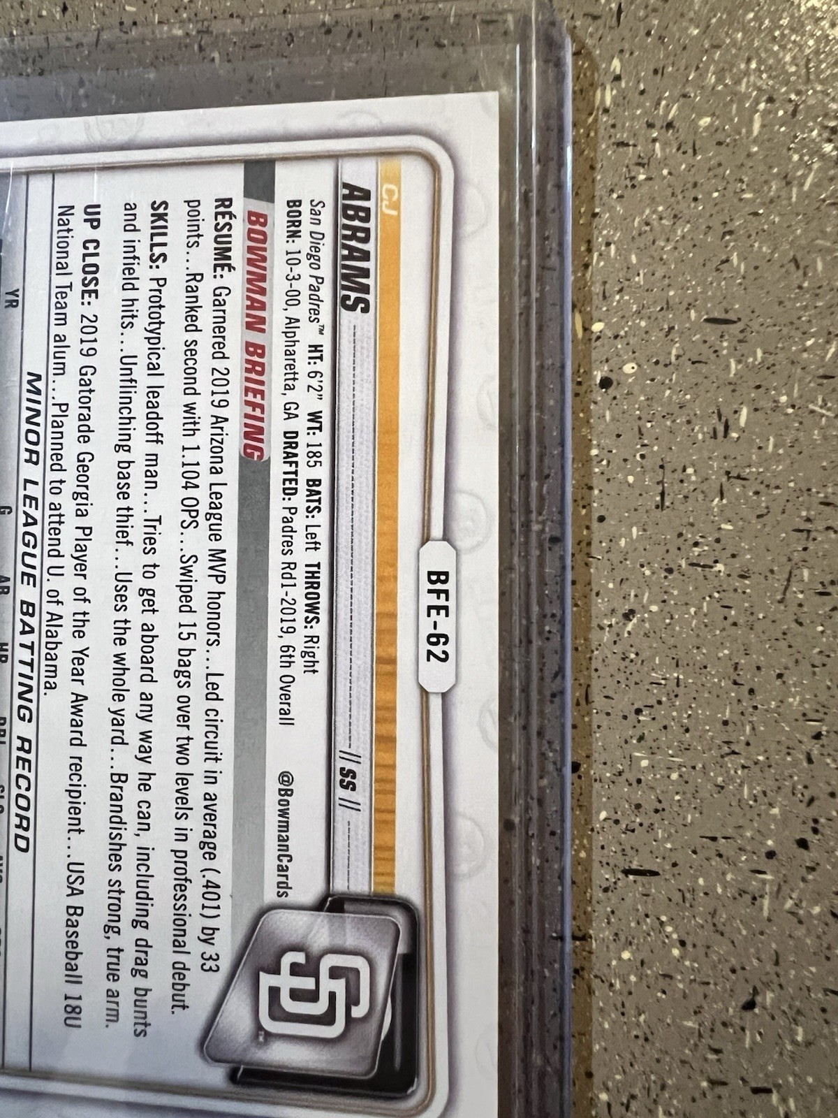 2020 Bowman 1st Edition – C.J. Abrams #BFE-62 Blue Foil /150 (RC)