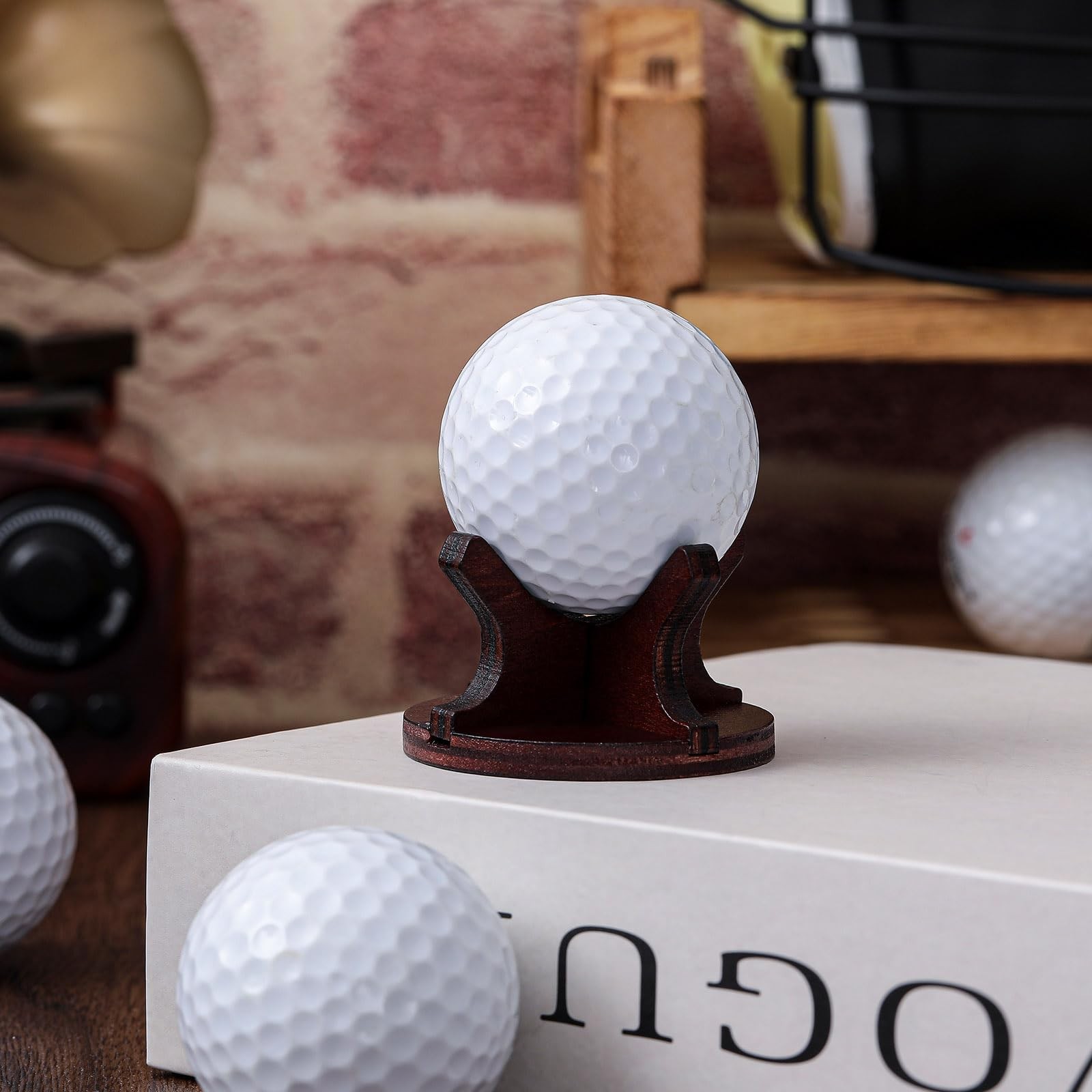 1 Pcs Wooden Golf Ball Display Stand for Desk, 2 Inches Single Golf Ball Hold…