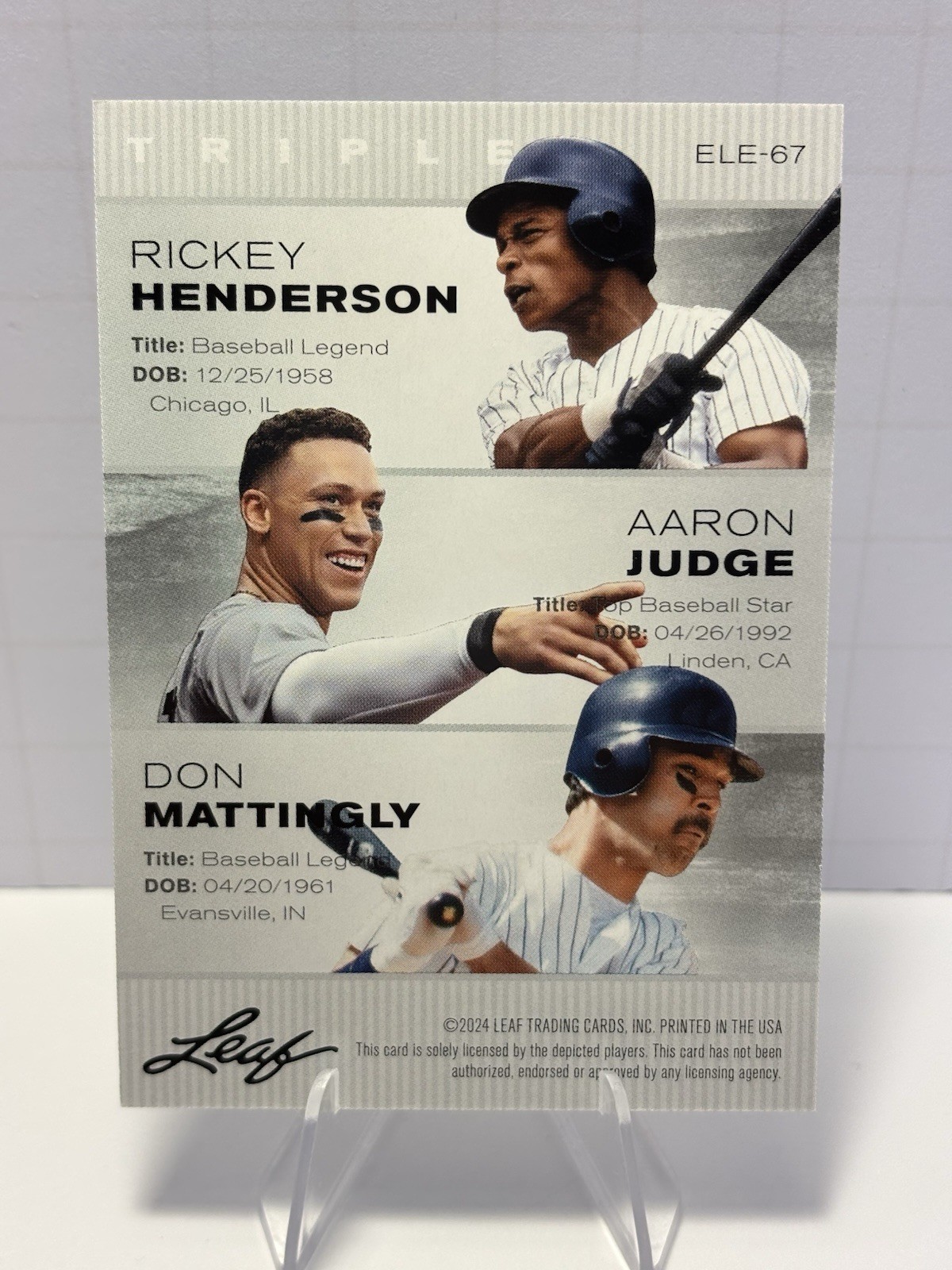 Don Mattingly New York Yankees “Triple Edition” 2024 #ELE-67 Baseball Card