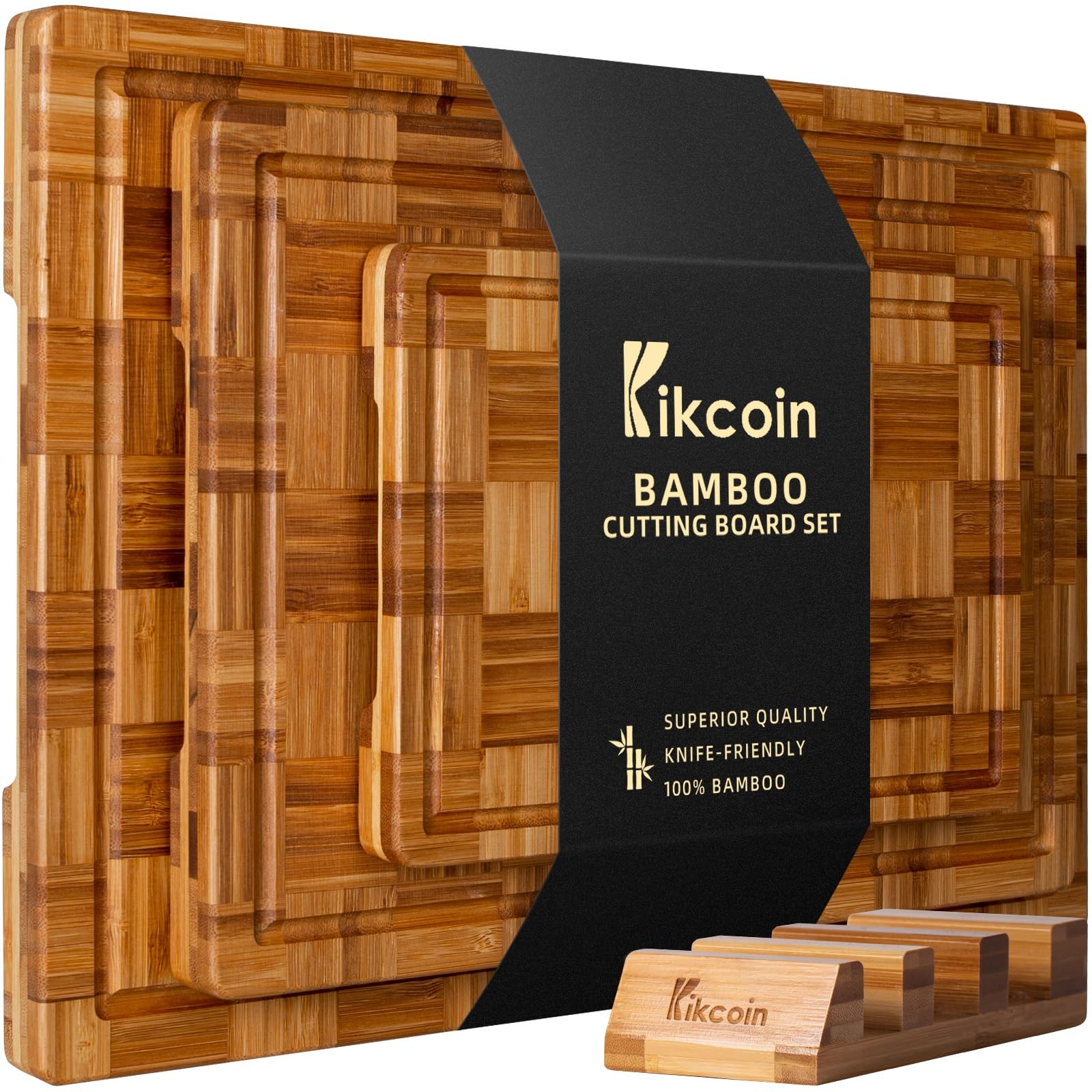 Kikcoin Extra Large Bamboo Cutting Boards, (Set of XLarge-17″L x 12″W, Wood
